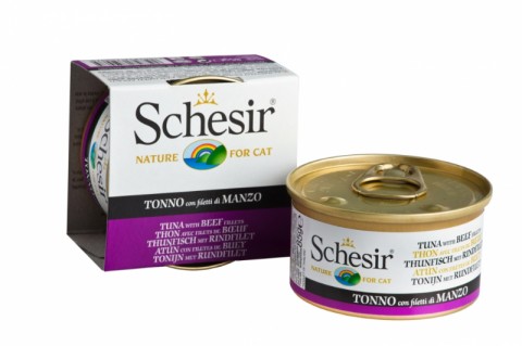 Vlažna hrana za mačke Schesir Cat tuna i govedina u želeu 85gr